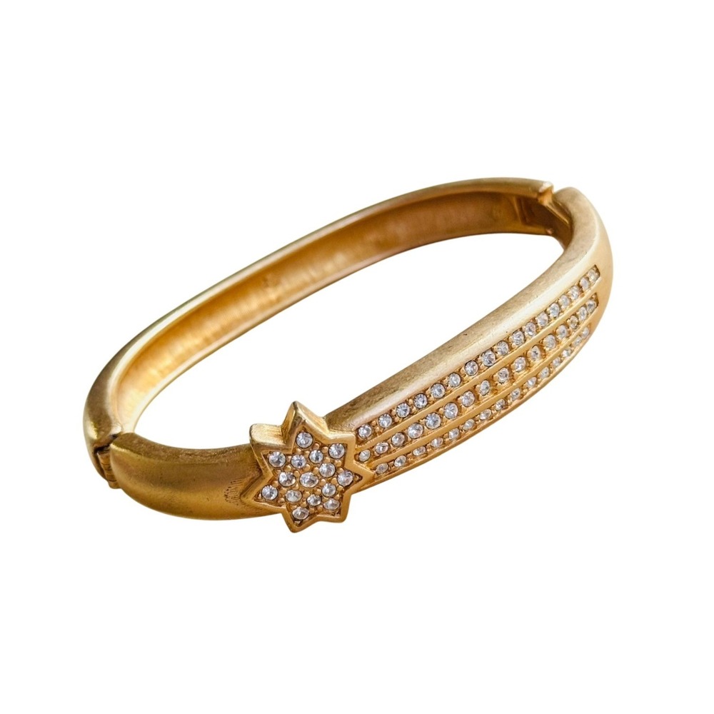 Swarovski Shooting Star Celestial Bracelet Crystal Satin Gold Pave Derby Signed‎